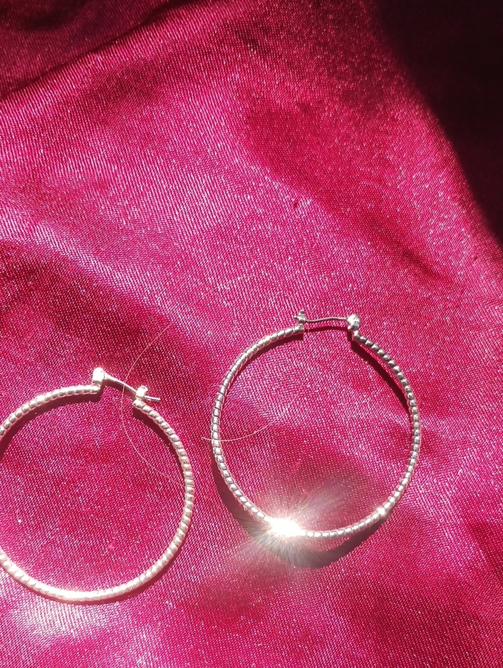 Silver Textured Hoop Earrings - Women Jewelry Earrings